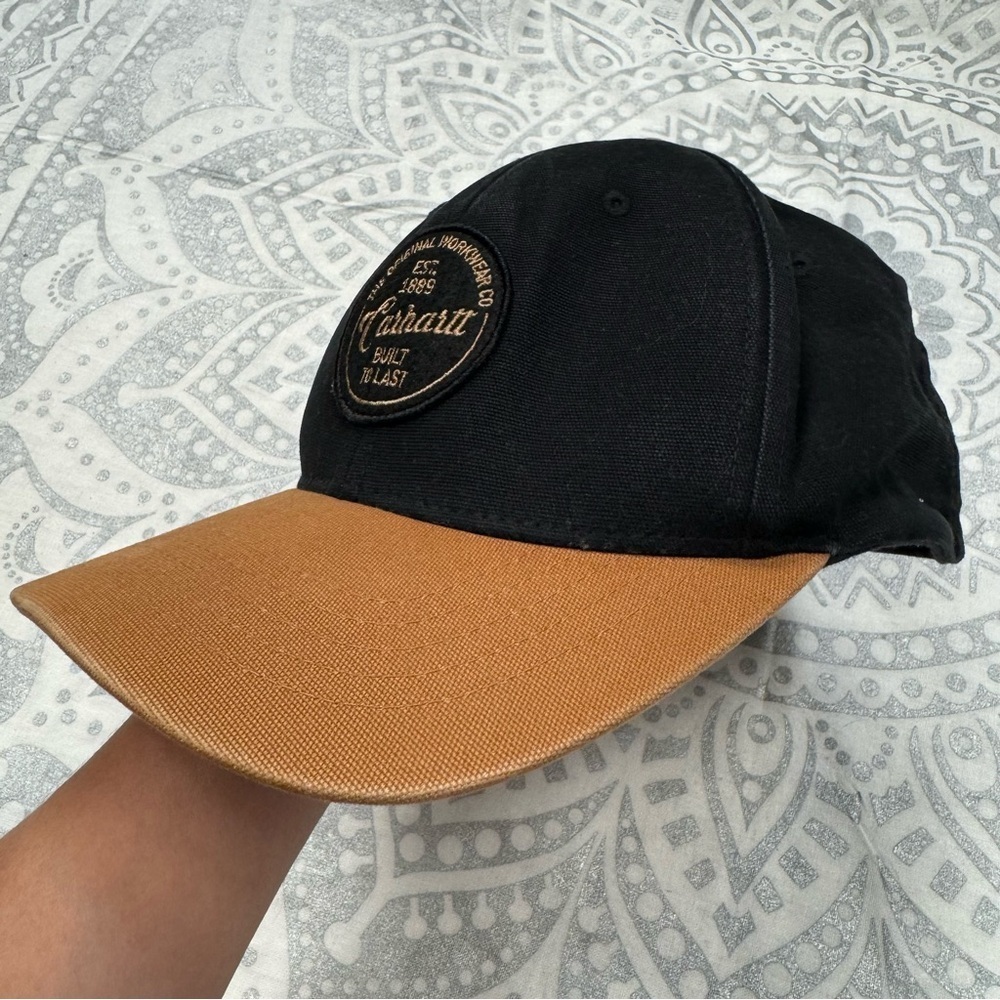 Carhartt hat baseball cap black camel tan canvas 2020 original workwear - Picture 2 of 9